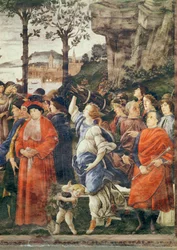 La purificación del leproso y la tentación de Cristo, detalle de figuras a la derecha, c.1481-83 (detalle)